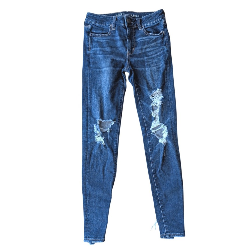American Eagle Super Stretch X Skinny Jeans Distressed Medium Wash Womens Size 4